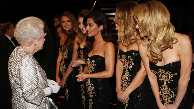 The Queen meets the girls at the Royal Albert Hall in 2012