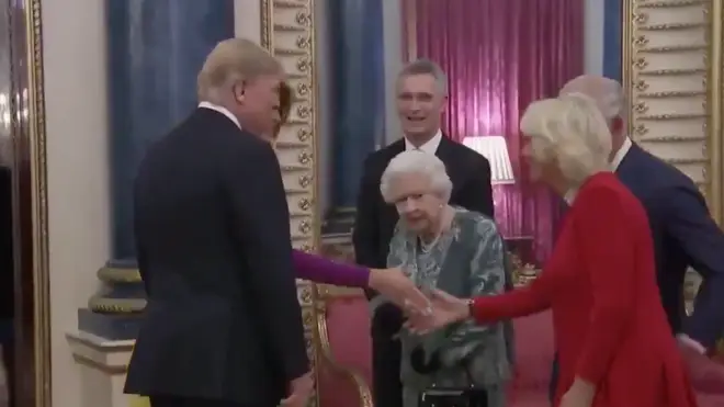 President Trump shook hand with the Queen, Charles and Camilla