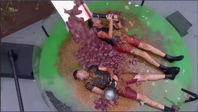 The celebs were pelted with liver during the task