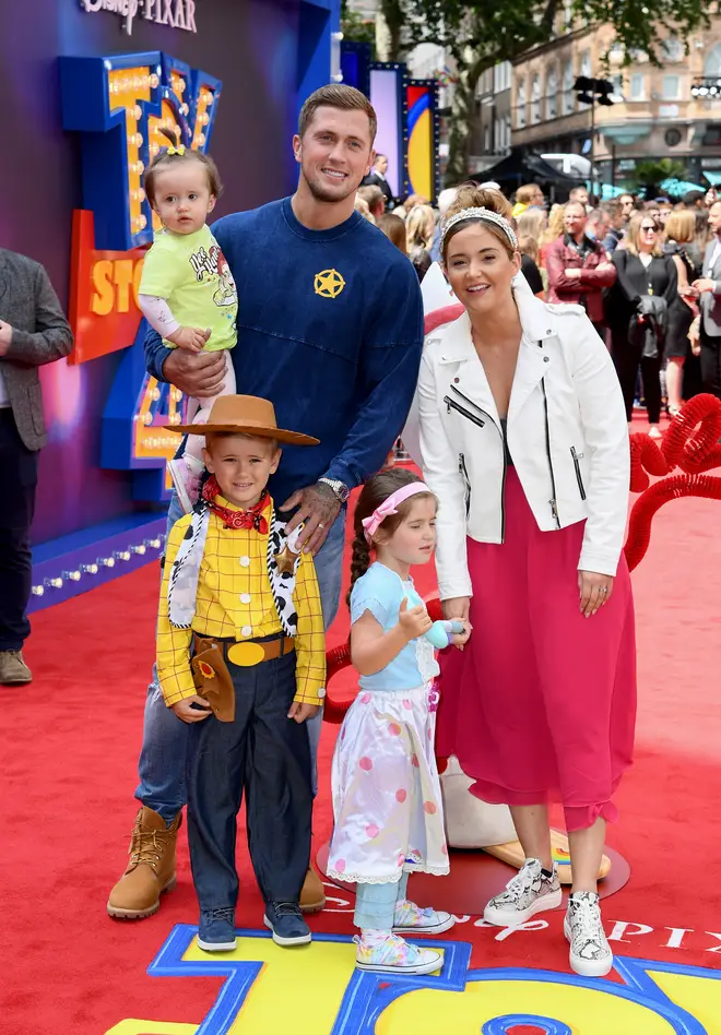 Dan with Jacqueline Jossa and their two daughters and his son, Teddy, from a previous relationship