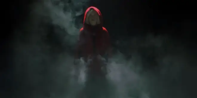 The new series' teaser shows Sabrina in a red cloak in the darkness