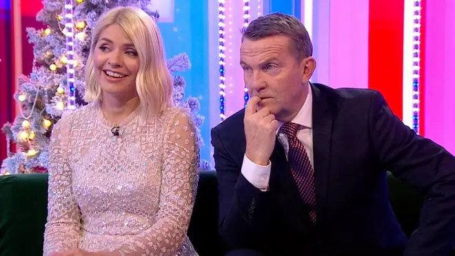 Holly looked red-faced as she was quizzed about "difficult co-stars"