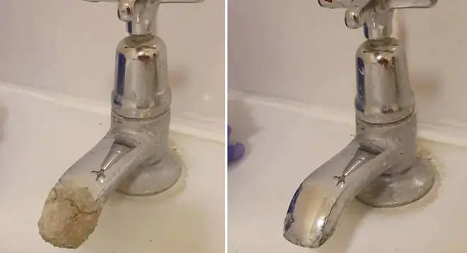 A woman got rid of her limescale with a 2p coin