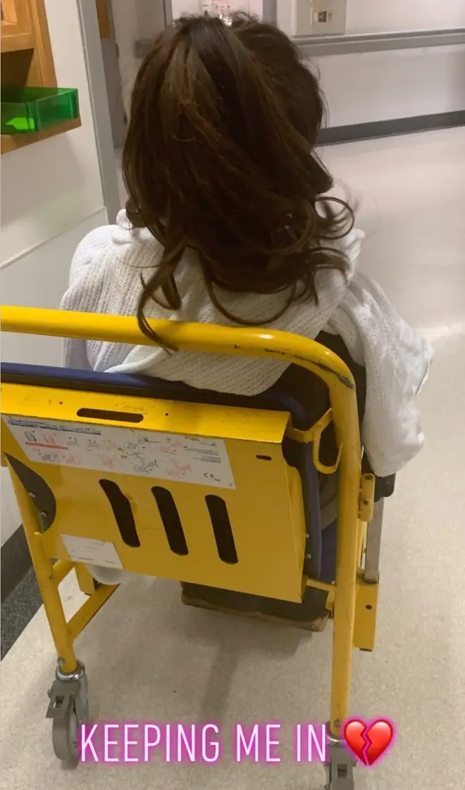 The TOWIE star shared a photo of herself in a wheelchair.