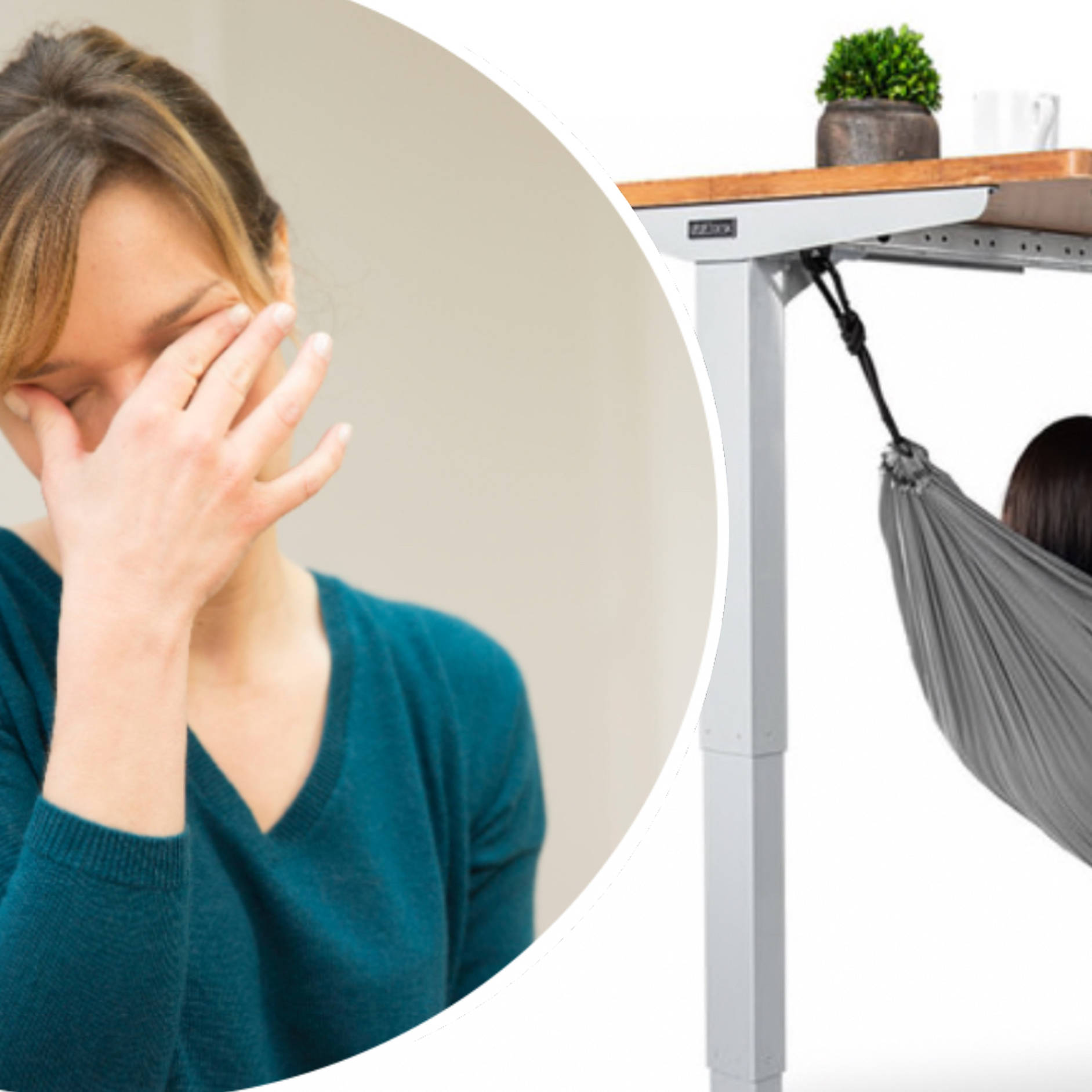 This handy under-desk hammock is the perfect way to nap at work