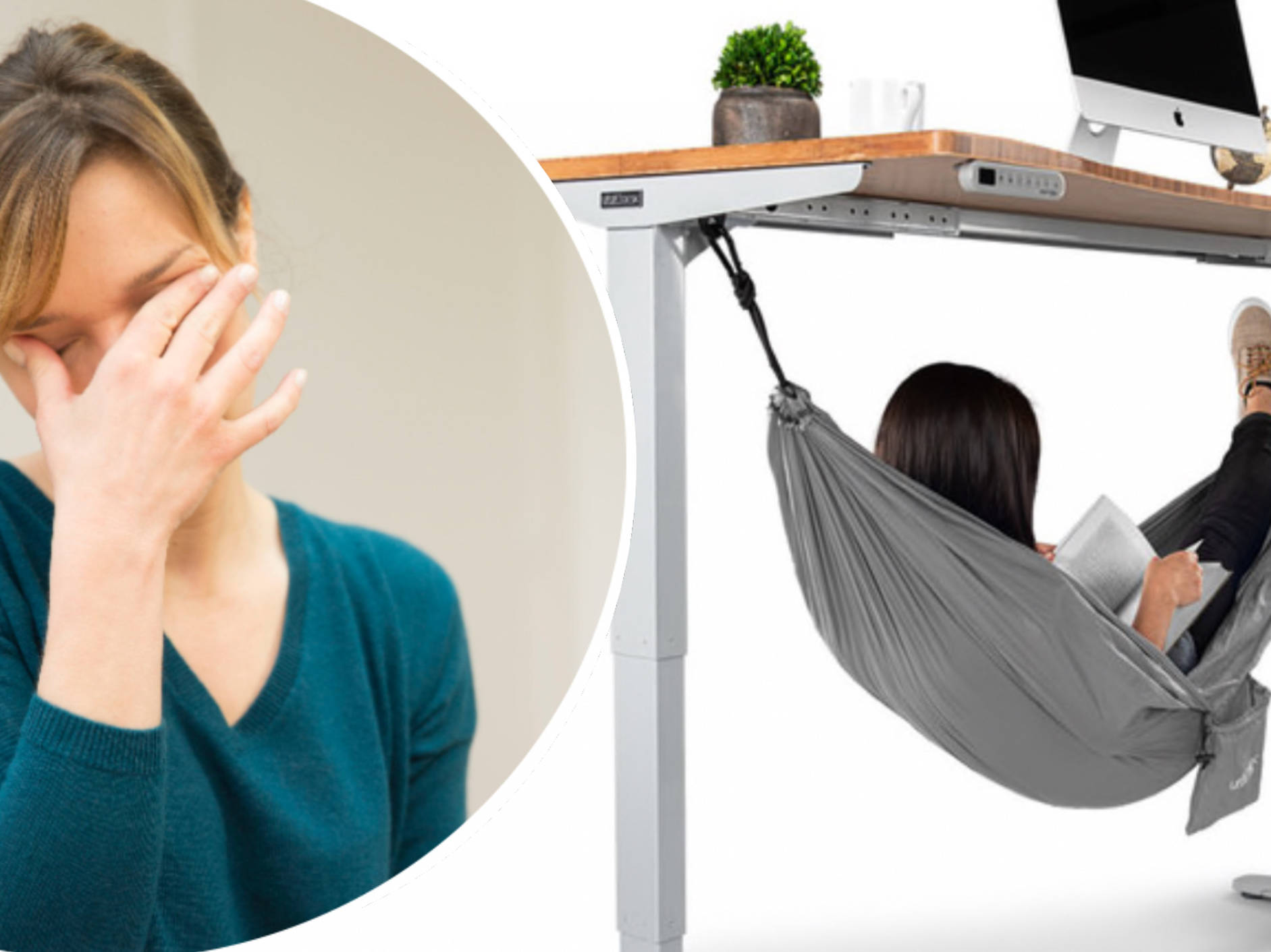 This handy under-desk hammock is the perfect way to nap at work - Heart