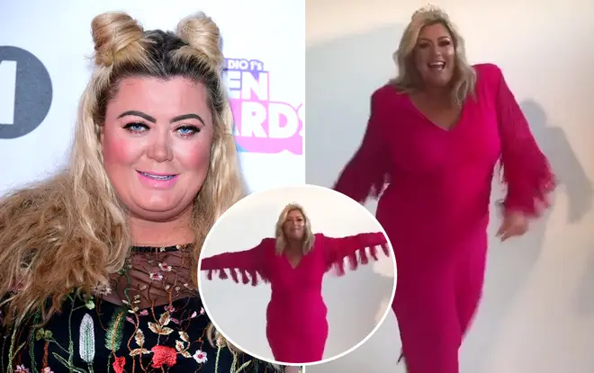 Gemma wore a fringed pink ensemble in her new video