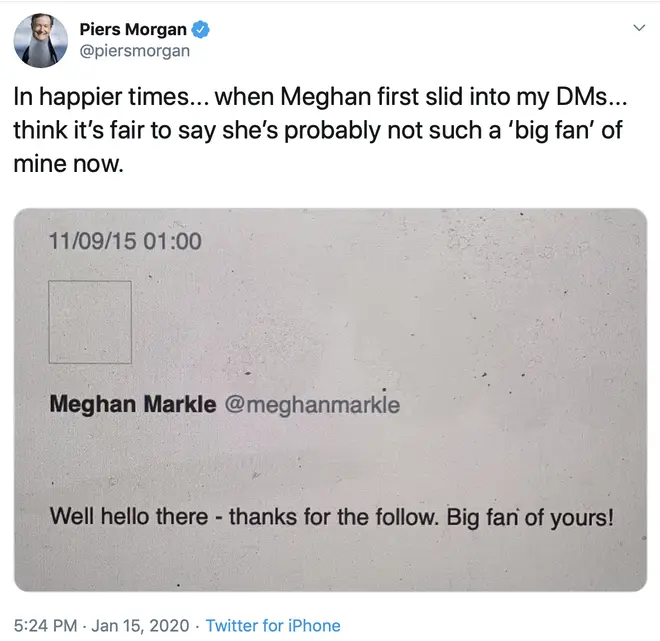 The message Piers shared has been liked over a thousand times