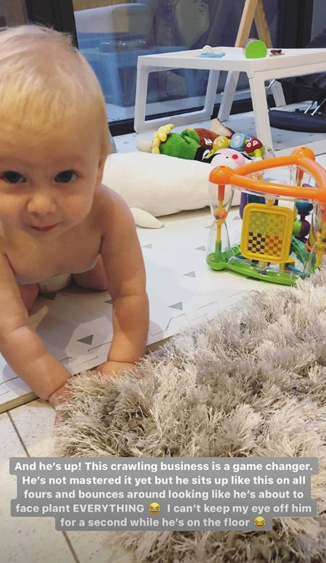 Stacey Solomon was so proud when Rex started to crawl for the first time