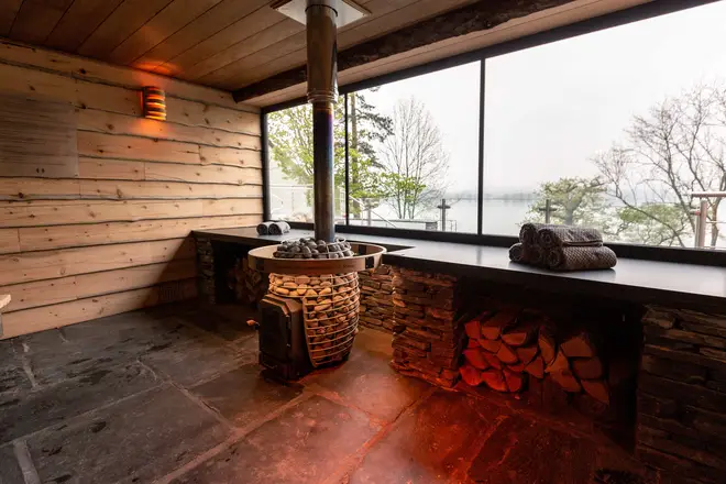 Outside the hotel complex is a stunning sauna with amazing views