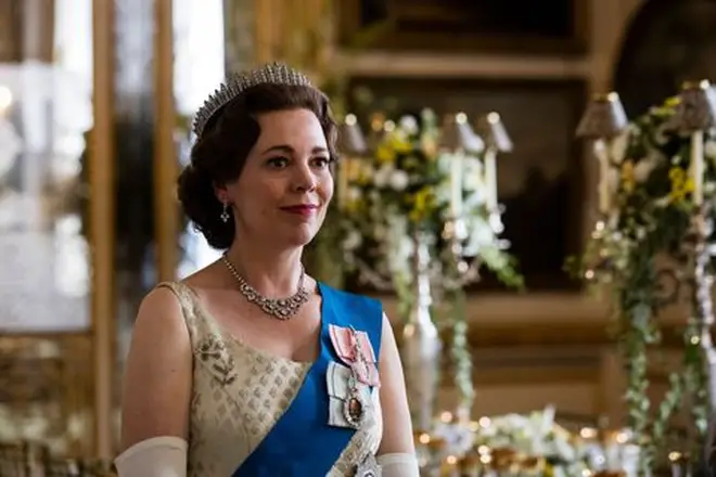 Olivia Colman pictured as The Queen