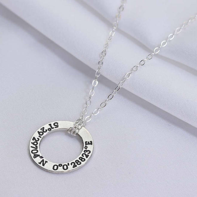 Bespoke sterling silver coordinate circle necklace, £24