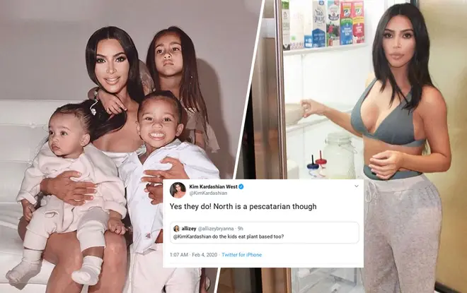 Kim Kardashian responded to a fan stating her children were vegan