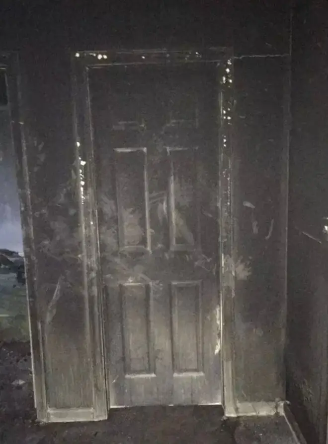 The Firefighter shared a photo of the burnt door to Facebook
