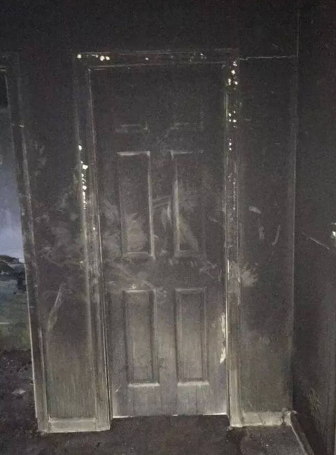 The Firefighter shared a photo of the burnt door to Facebook