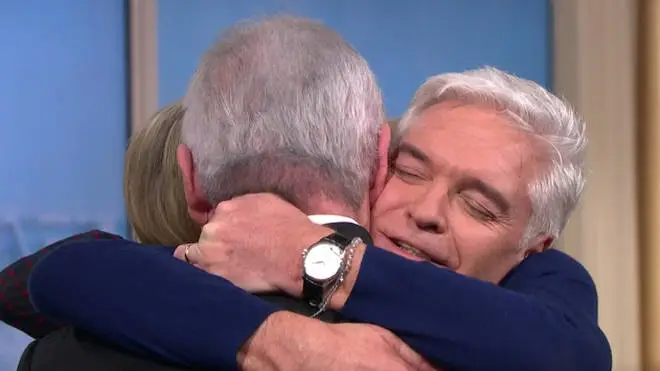 Eamonn Holmes embraced Phillip after his brave announcement on This Morning.