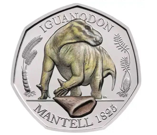 The 50p Iguanodon coloured coin