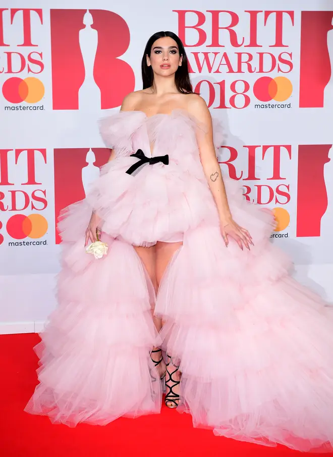 Dua Lipa looked stunning in this pink gown for the 2018 Brit Awards