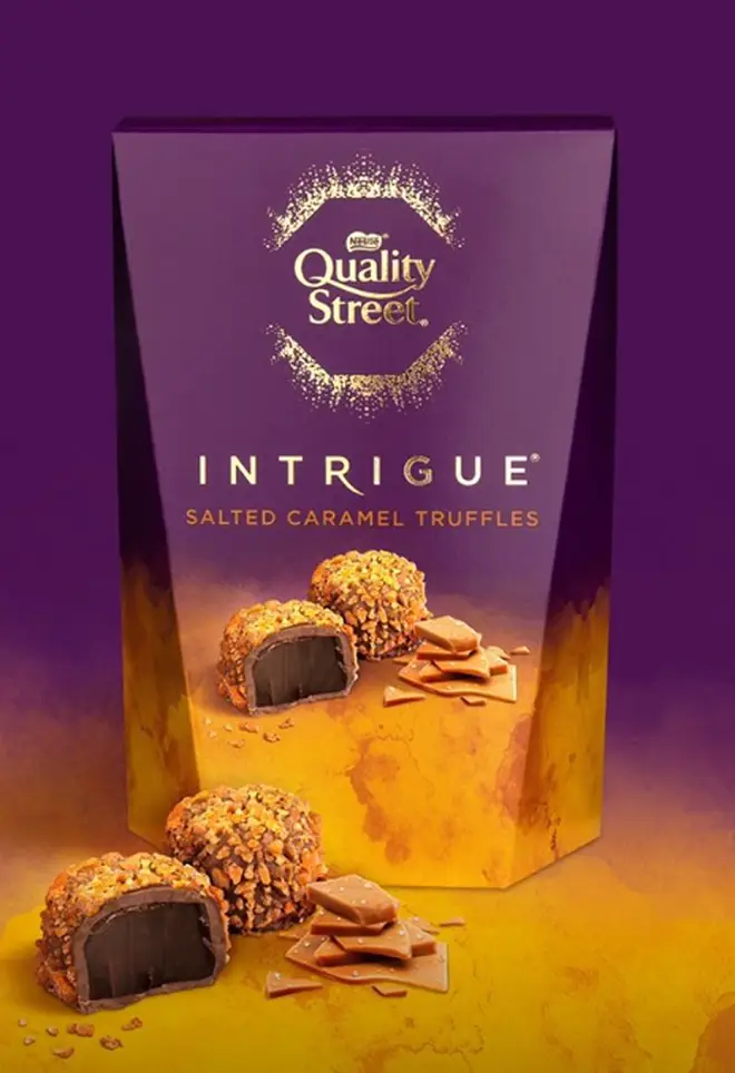 Quality Street Intrigue's come in three flavours; Salted Caramel Truffles, Praline Truffles and Orange Truffles
