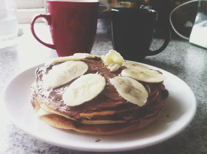 Chocolate spread and banana pancake