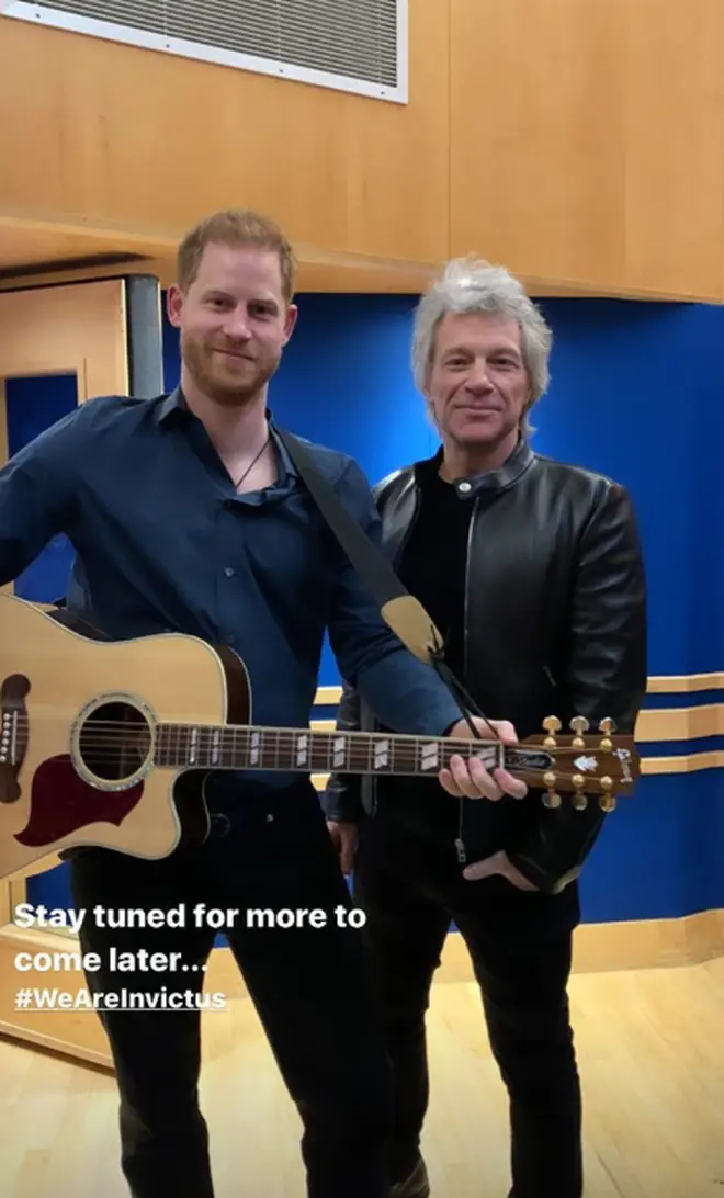 Prince Harry joined Jon Bon Jovi at the studios as he recorded the Invictus Games charity single
