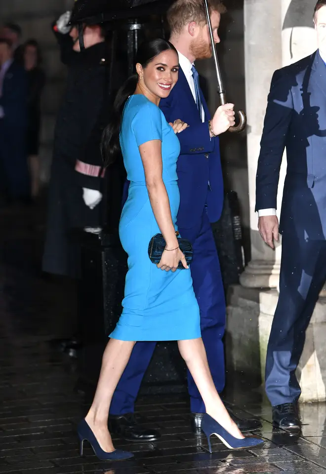 The Duchess of Sussex looked incredible in a blue Victoria Beckham gown