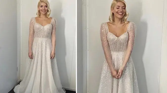 Holly Willoughby looked stunning in the shimmering gown