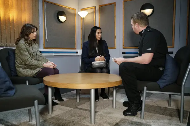Yasmeen speaks to the police about Geoff