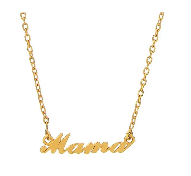 14k Gold Vermeil Mama Name Plate Necklace, £80
