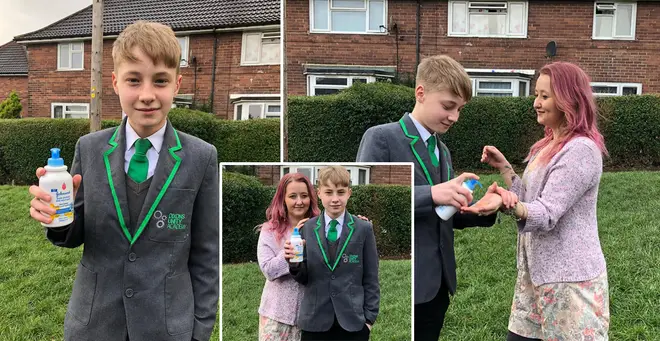 A boy has landed himself in hot water for selling anti-bac at school