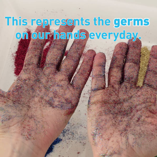 The glitter represents germs