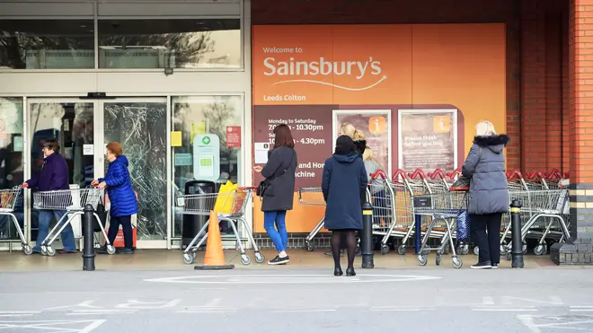 Supermarkets are now starting a one-in-one-out system to help people socially distance