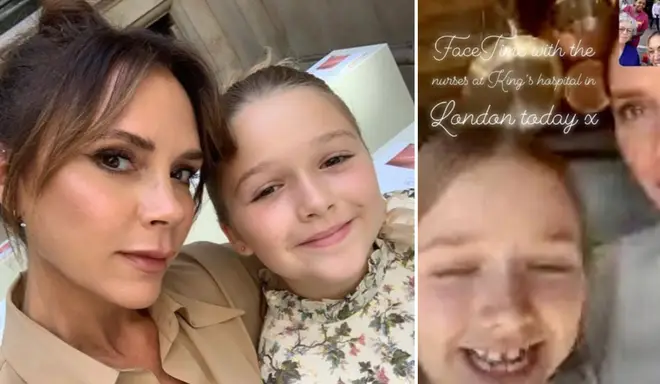 Victoria Beckham and Harper, 8, video call nurses on the frontline.