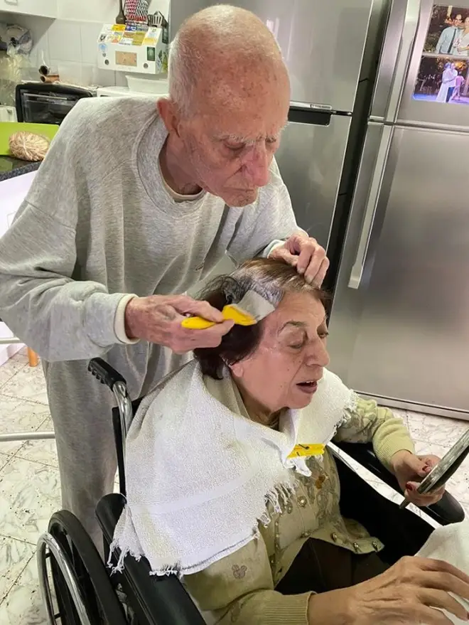 Ezra wanted to help his wife as she was unable to go to the salon to get her hair done