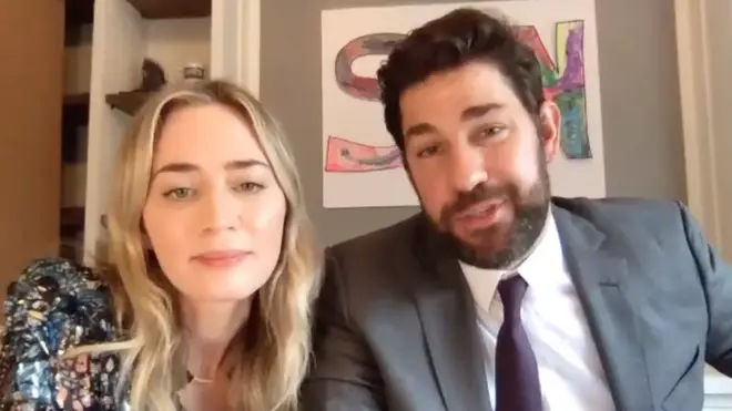 John Krasinski and his wife Emily Blunt also surprised Aubrey will tickets to see Hamilton when it opens again