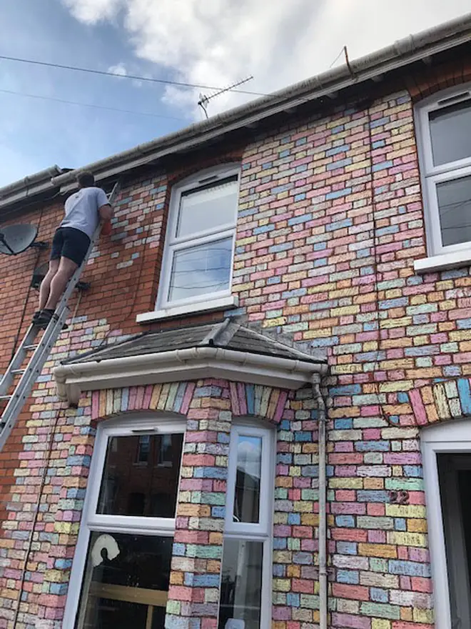 Marco spent three hours up a ladder doing the top bricks and finishing details