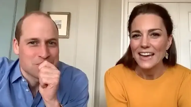 The Duke and Duchess of Cambridge appeared in high spirits as they video called the Lancashire school