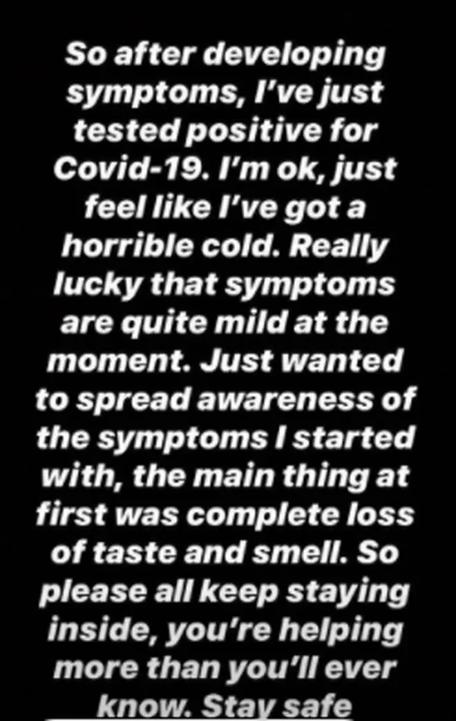 Laura Tott explained her symptoms on Instagram