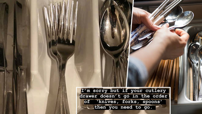 People are debating how you should organise your cutlery drawer