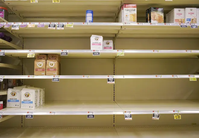 The baking shelves in supermarkets are currently empty