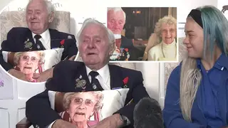 Kem Bembow, 94, could be seen hugging the cushion tight as he appeared on Good Morning Britain, telling viewers he and his late wife were 'made for each other'.