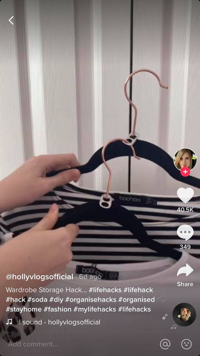 You can simply loop the hangers into the pull rings in order to stack clothes