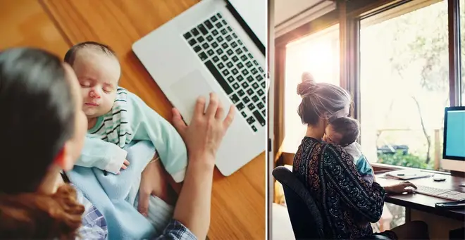 The mum was told to mute herself while breastfeeding during the call (stock image)