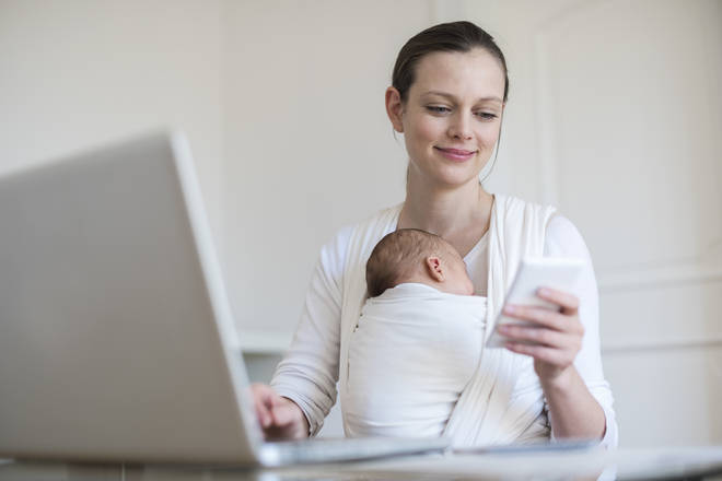 The mum breastfed her baby during a work conference call (stock image)