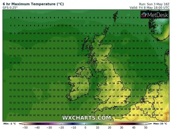 High pressure can be seen with higher temperatures in certain parts of the country this weekend