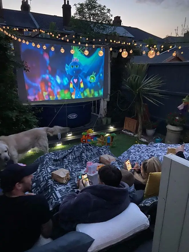 Sara Dacomb revealed her outdoor cinema set up