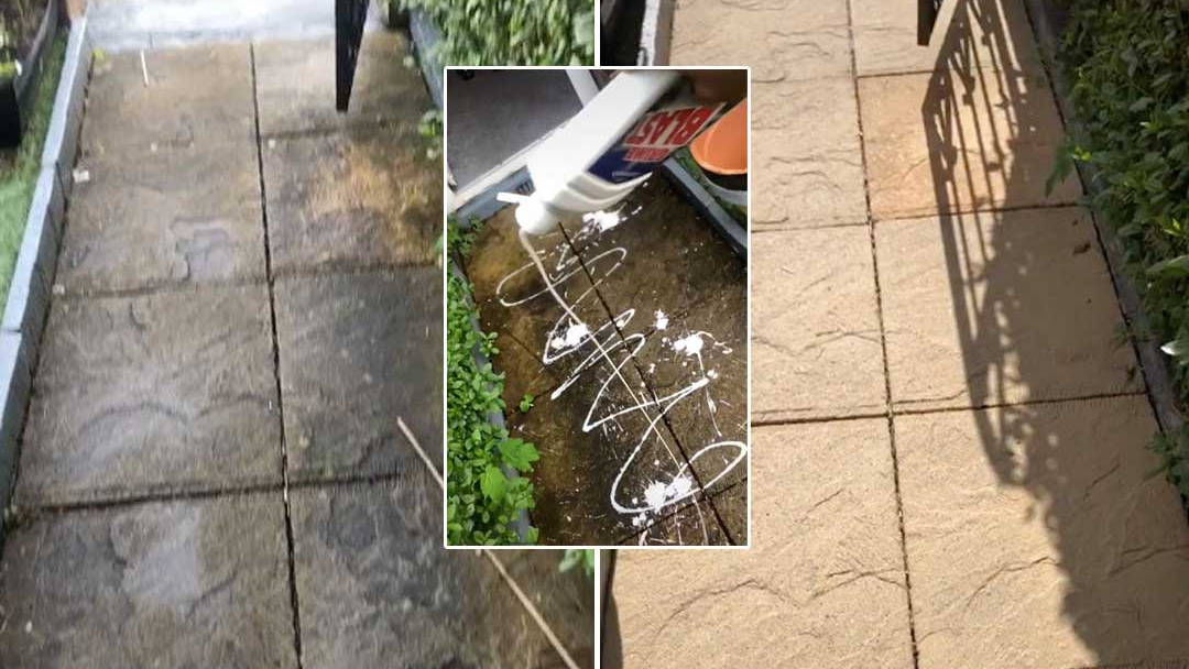 Woman Transforms Dirty Patio In An Hour, Can I Change The Colour Of My Patio Slabs