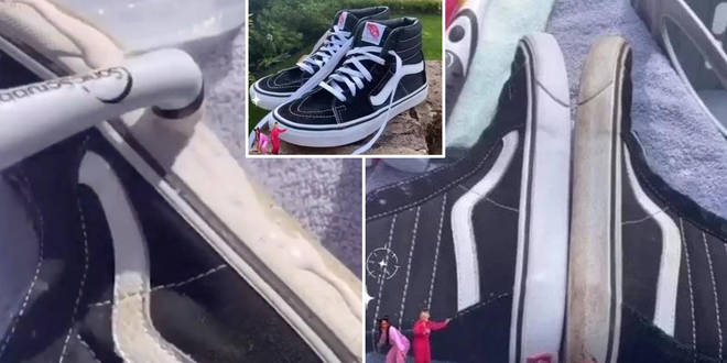 Simple cleaning hack makes dirty trainers look brand new using £1 products  - Heart