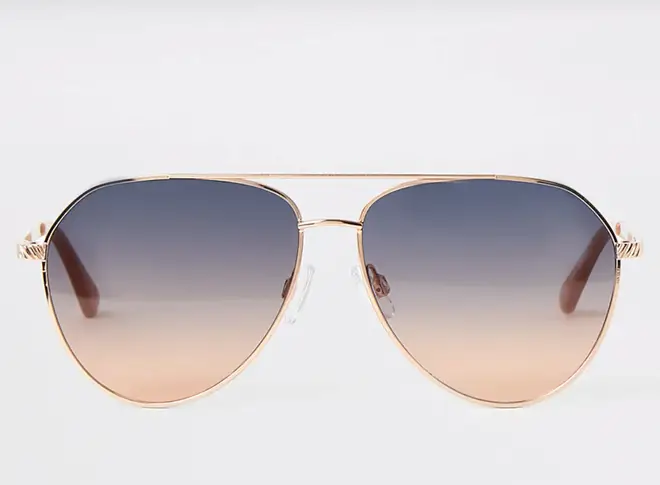 Gold aviator blue lens sunglasses