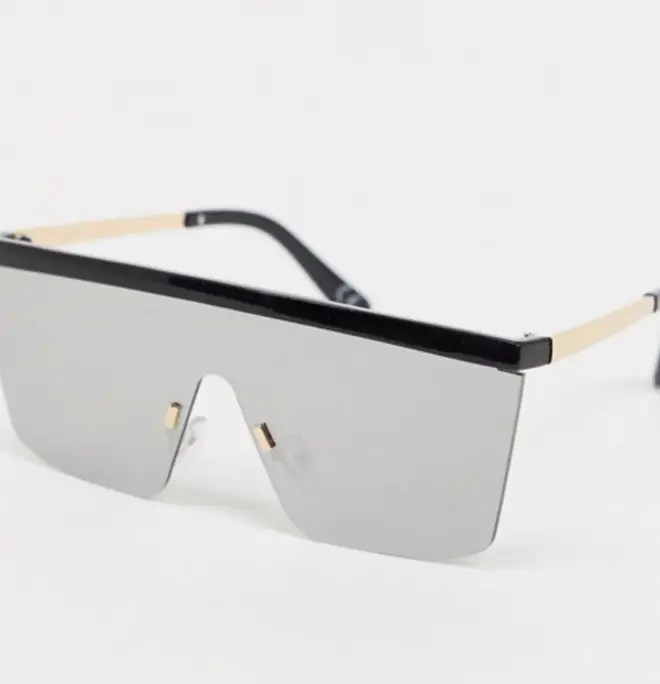 Flatbrow visor sunglasses in black with mirrored lens